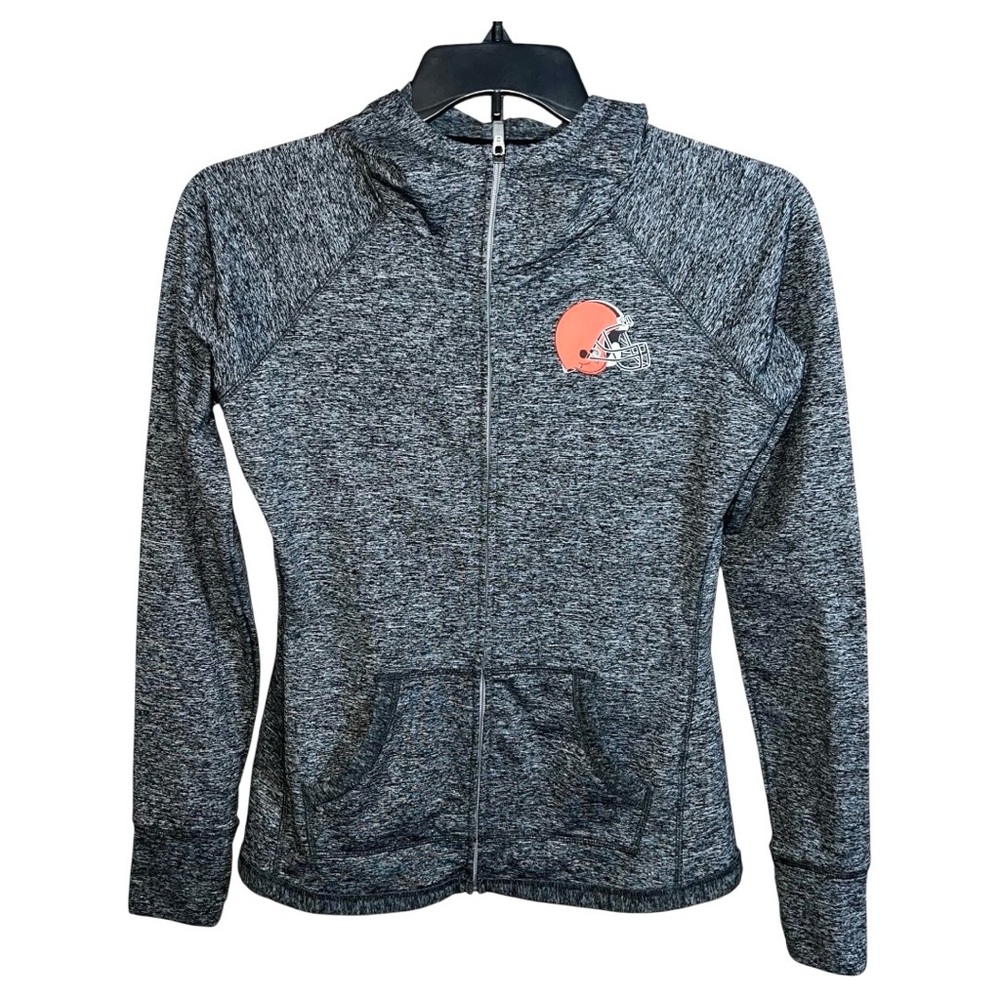 NFL Sweatshirt Hoodie Women’s Size S Heather Gray Cleveland Browns Front Zip